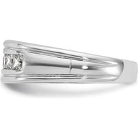 14K White Gold Polished Men's Band with 7 Square Cut Diamonds - 1 Carat Total Diamond Weight by IBGoodman