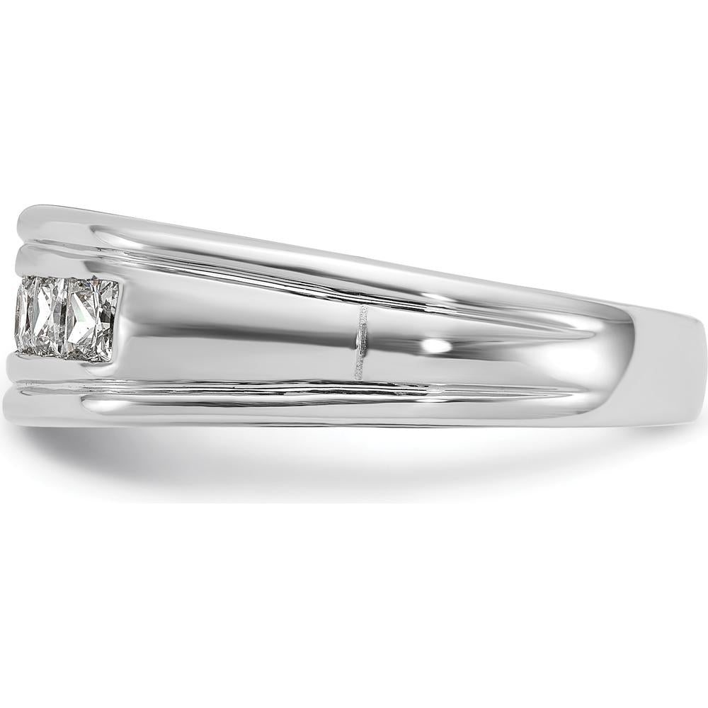 14K White Gold Polished Men's Band with 7 Square Cut Diamonds - 1 Carat Total Diamond Weight by IBGoodman