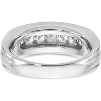 14K White Gold Polished Men's Band with 7 Square Cut Diamonds - 1 Carat Total Diamond Weight by IBGoodman