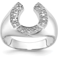 14K White Gold Polished Men's Diamond Horseshoe Ring Mounting - Customizable Design for Diamond Setting by Oro Pregiato