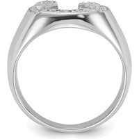 14K White Gold Polished Men's Diamond Horseshoe Ring Mounting - Customizable Design for Diamond Setting by Oro Pregiato