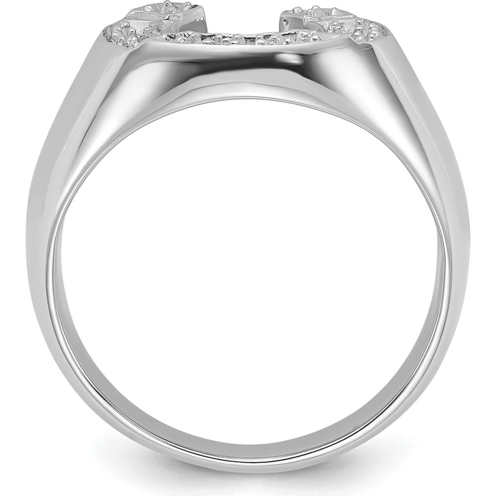 14K White Gold Polished Men's Diamond Horseshoe Ring Mounting - Customizable Design for Diamond Setting by Oro Pregiato