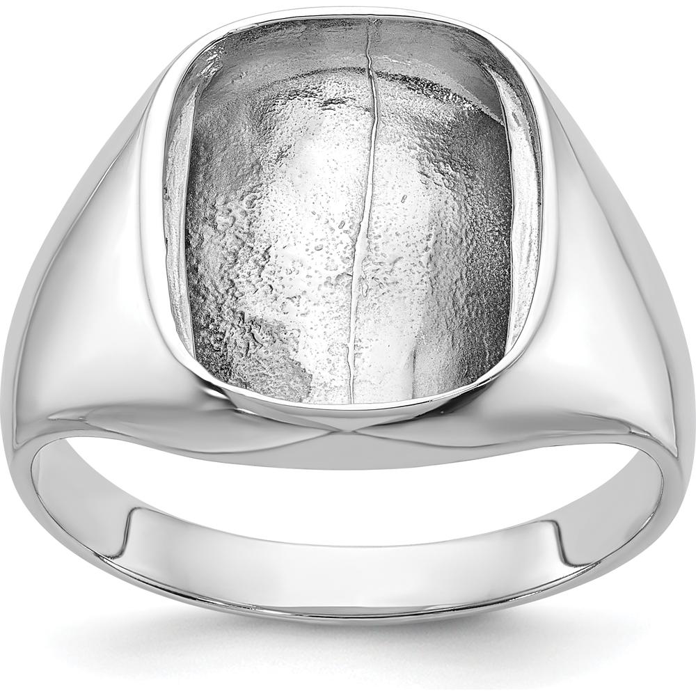 14K White Gold Polished Men's Ring Mounting with Onyx and Diamond - Customizable by Monteluci Fine Jewelry