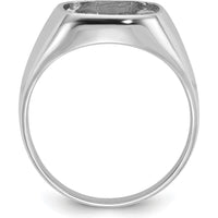 14K White Gold Polished Men's Ring Mounting with Onyx and Diamond - Customizable by Monteluci Fine Jewelry