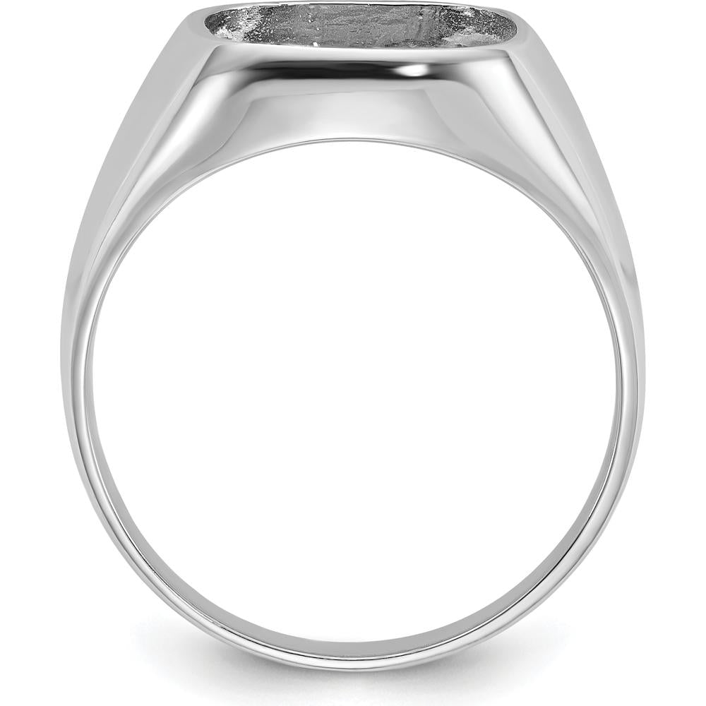 14K White Gold Polished Men's Ring Mounting with Onyx and Diamond - Customizable by Monteluci Fine Jewelry