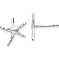 14K White Gold Polished Mini Starfish Earrings by 0