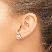 14K White Gold Polished Mini Starfish Earrings by 0