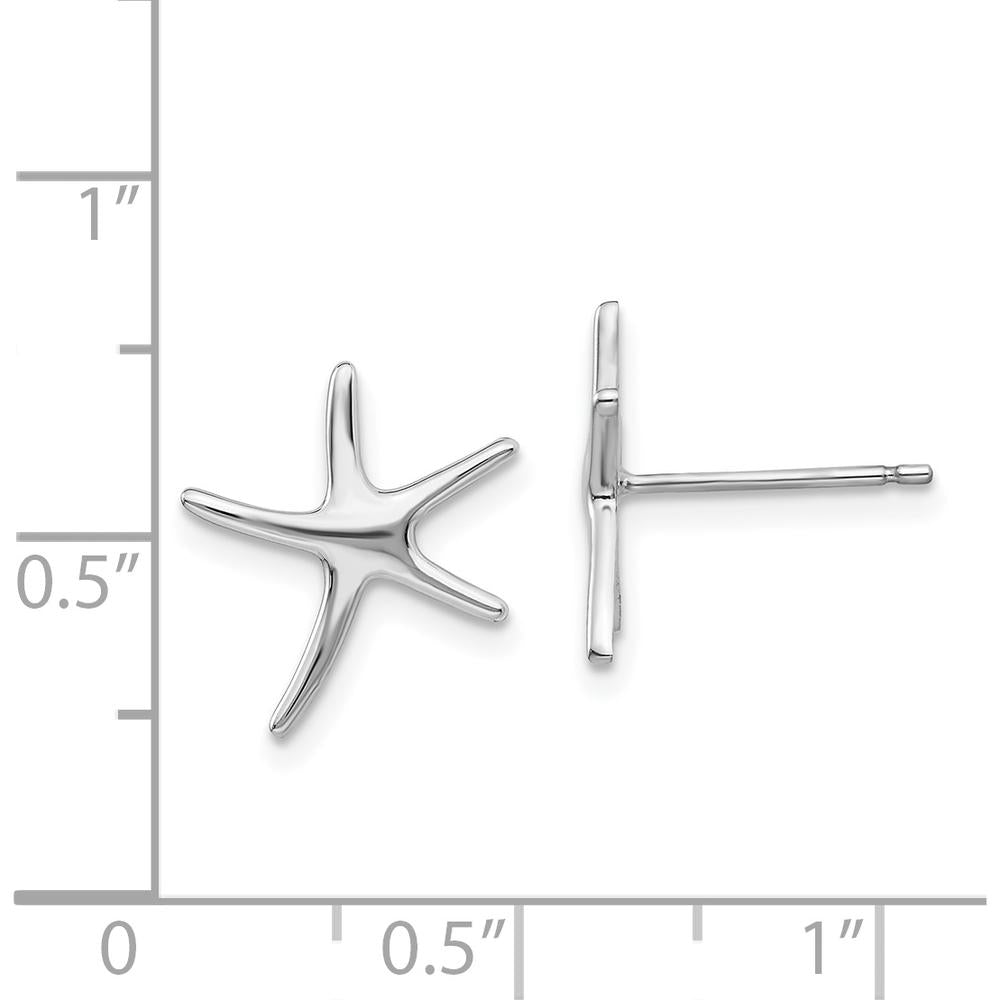 14K White Gold Polished Mini Starfish Earrings by 0
