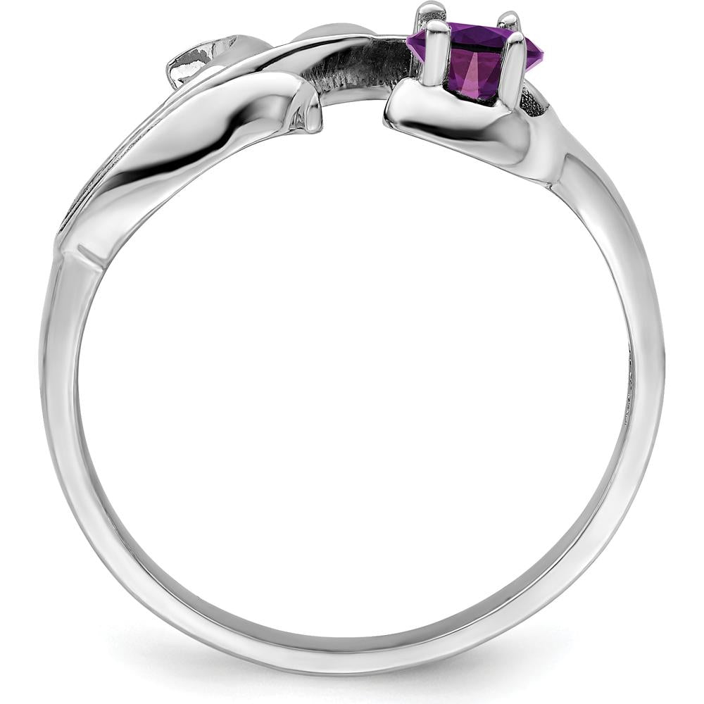 14K White Gold Polished Mother's Ring Mounting with Rhodium Plating by Monteluci Fine Jewelry