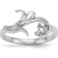 14K White Gold Polished Mother's Ring Mounting with Rhodium Plating by Monteluci Fine Jewelry