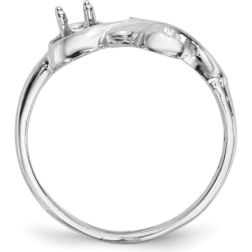 14K White Gold Polished Mother's Ring Mounting with Rhodium Plating by Monteluci Fine Jewelry