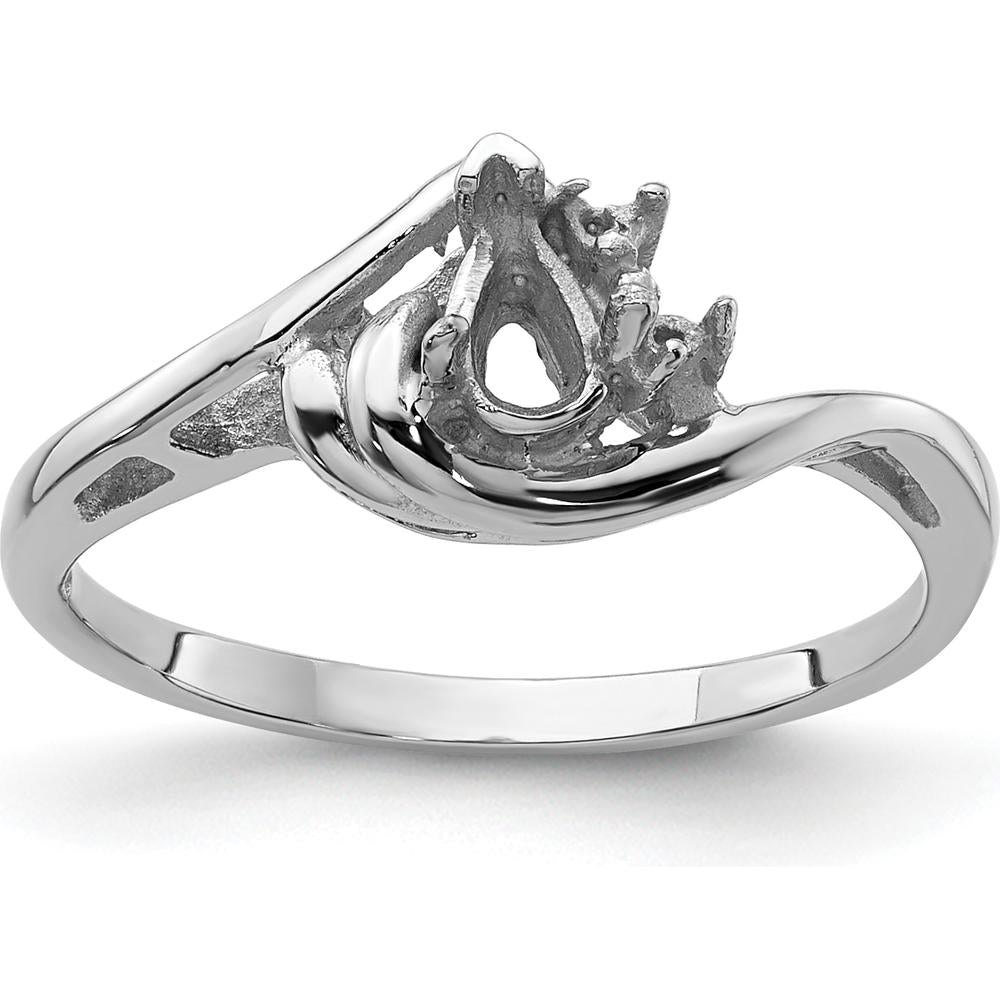 14K White Gold Polished Mounting for 5x3mm Pear Gemstone Ring by Monteluci Fine Jewelry