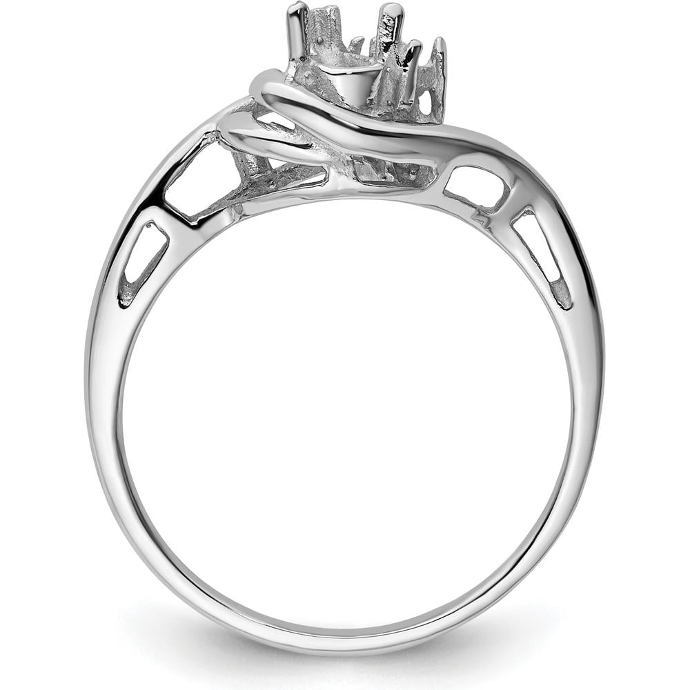14K White Gold Polished Mounting for 5x3mm Pear Gemstone Ring by Monteluci Fine Jewelry