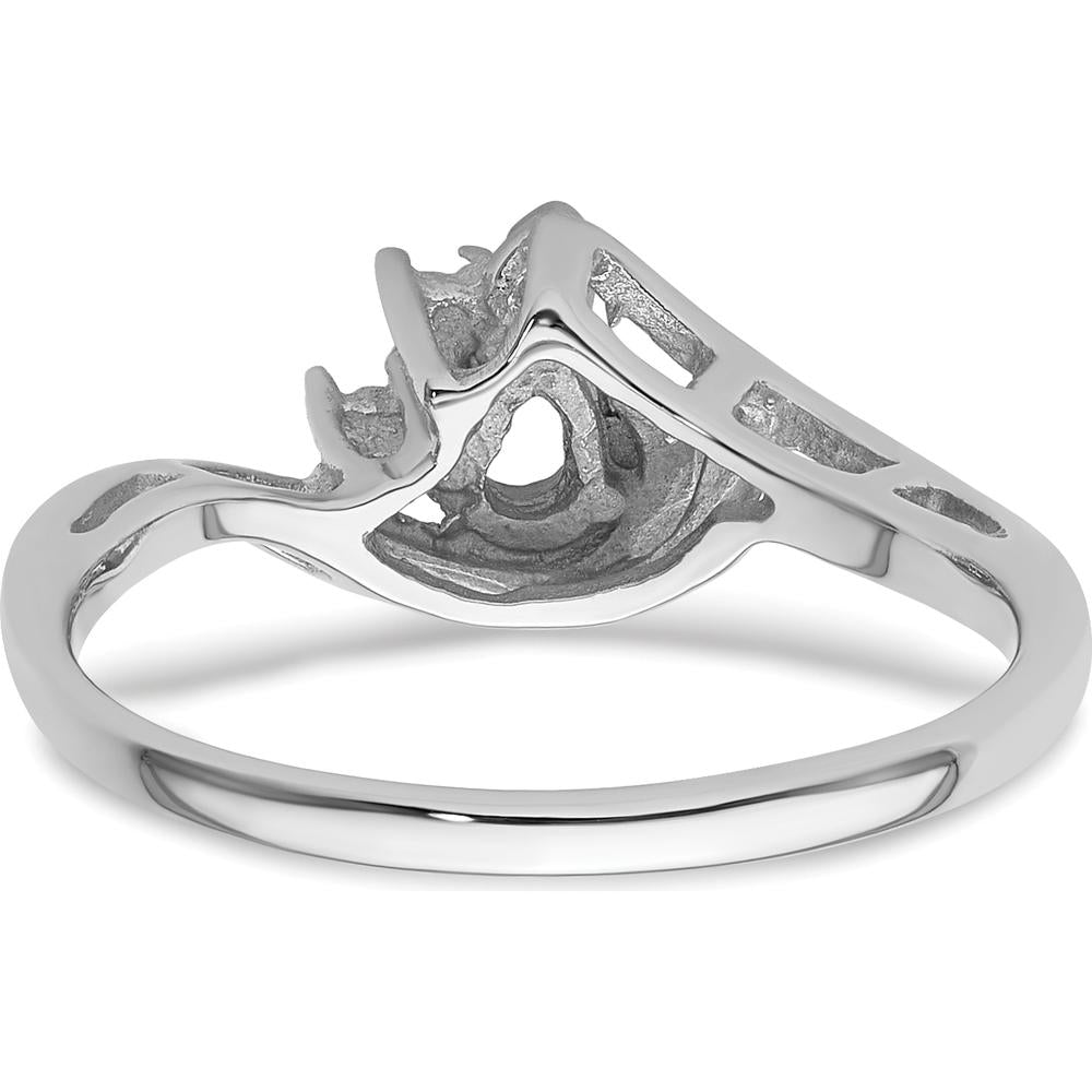 14K White Gold Polished Mounting for 5x3mm Pear Gemstone Ring by Monteluci Fine Jewelry