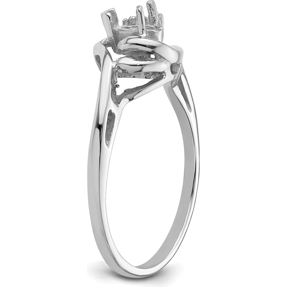 14K White Gold Polished Mounting for 5x3mm Pear Gemstone Ring by Monteluci Fine Jewelry