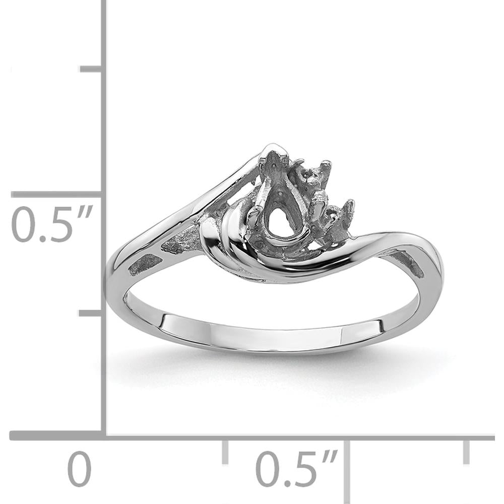 14K White Gold Polished Mounting for 5x3mm Pear Gemstone Ring by Monteluci Fine Jewelry