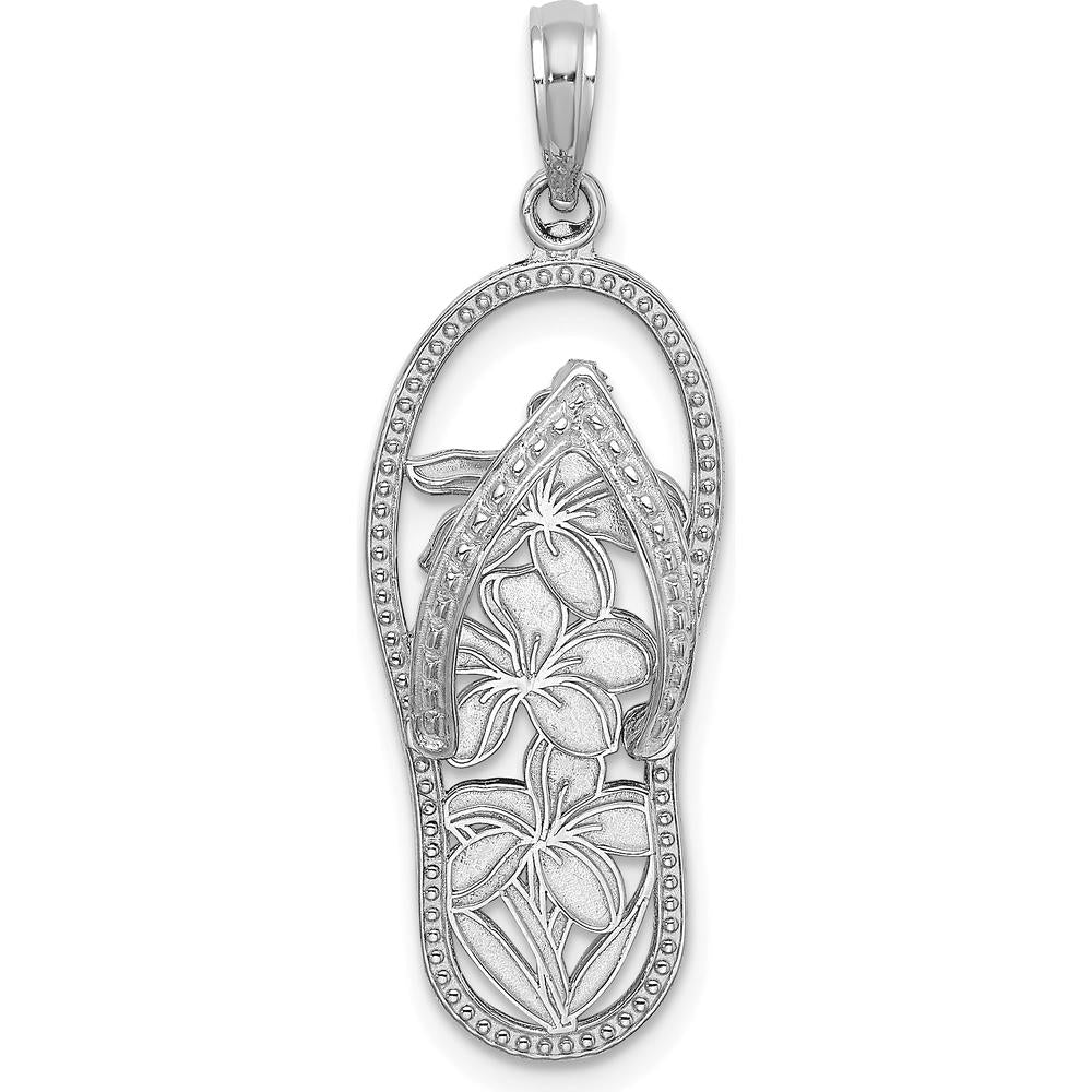 14K White Gold Polished Multi Flower Flip-Flop Charm by Oro Pregiato