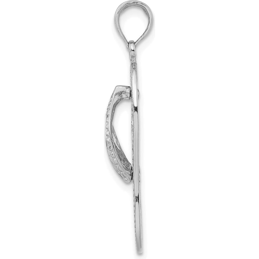 14K White Gold Polished Multi Flower Flip-Flop Charm by Oro Pregiato