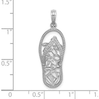 14K White Gold Polished Multi Flower Flip-Flop Charm by Oro Pregiato