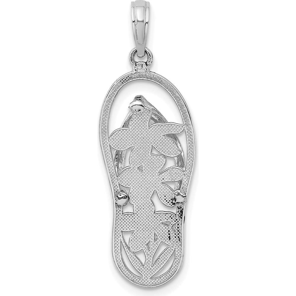 14K White Gold Polished Multi Flower Flip-Flop Charm by Oro Pregiato