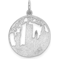 14K White Gold Polished New York Cityscape Charm with Statue of Liberty Design by Oro Pregiato