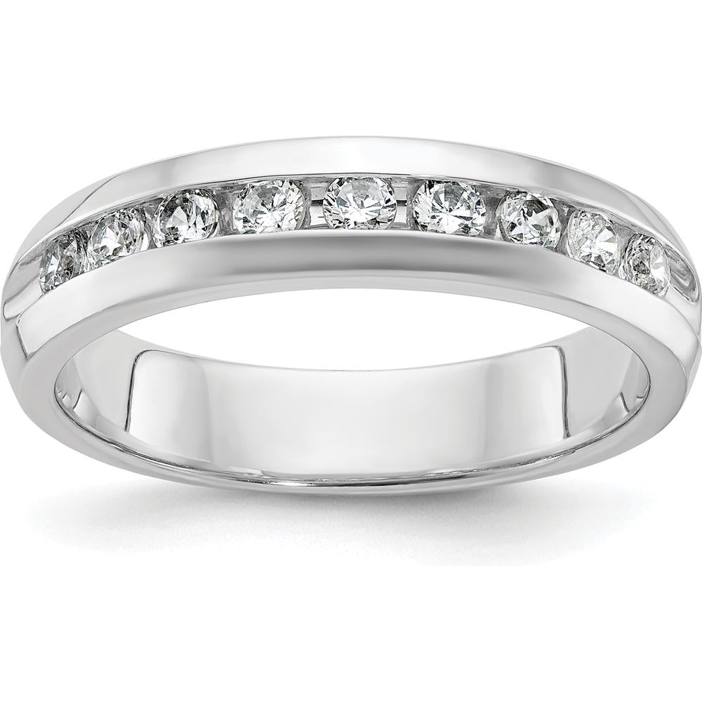 14K White Gold Polished Nine Stone Men's Ring Mounting - 5.25mm Band Width by Oro Pregiato