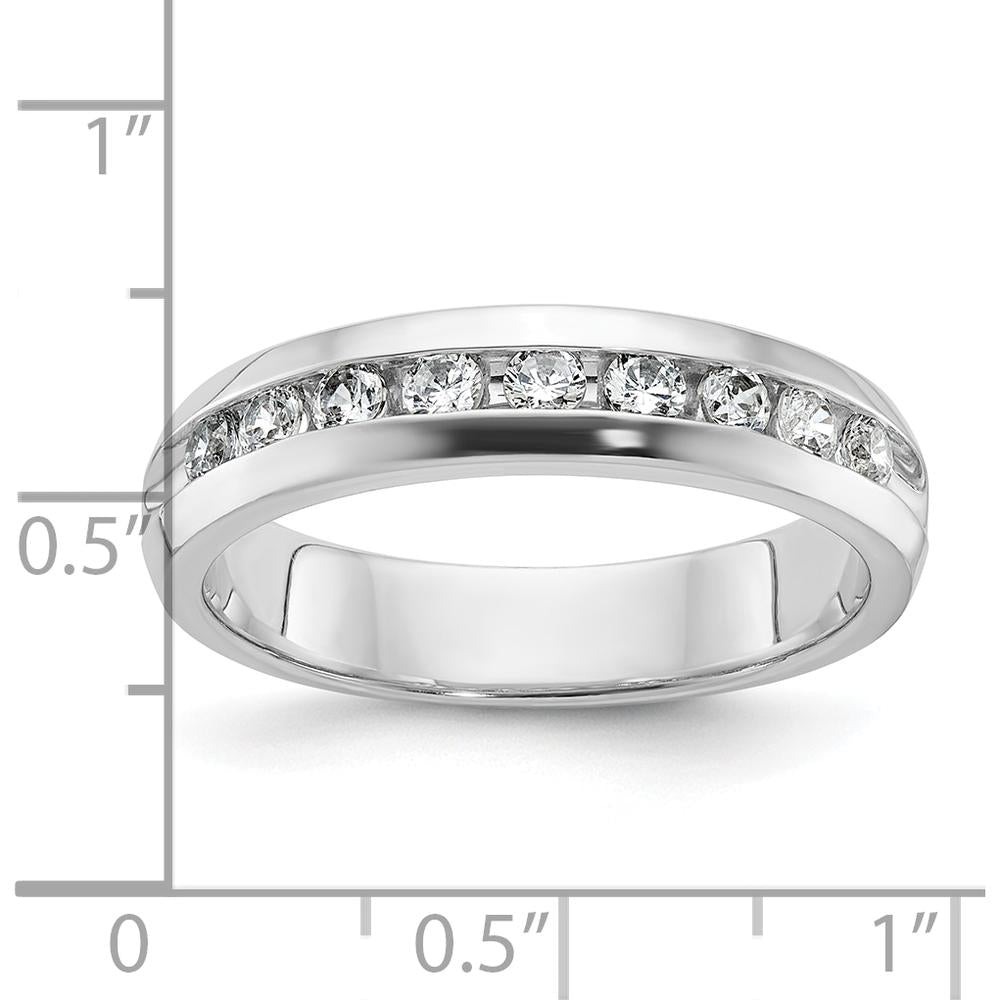 14K White Gold Polished Nine Stone Men's Ring Mounting - 5.25mm Band Width by Oro Pregiato