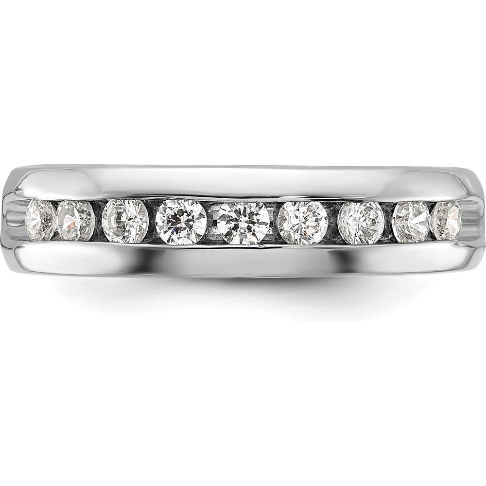 14K White Gold Polished Nine Stone Men's Ring Mounting - 5.25mm Band Width by Oro Pregiato