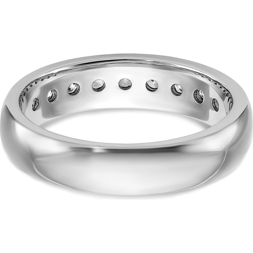 14K White Gold Polished Nine Stone Men's Ring Mounting - 5.25mm Band Width by Oro Pregiato