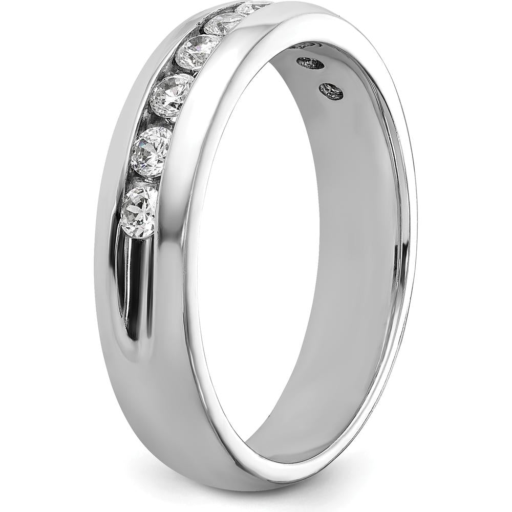 14K White Gold Polished Nine Stone Men's Ring Mounting - 5.25mm Band Width by Oro Pregiato