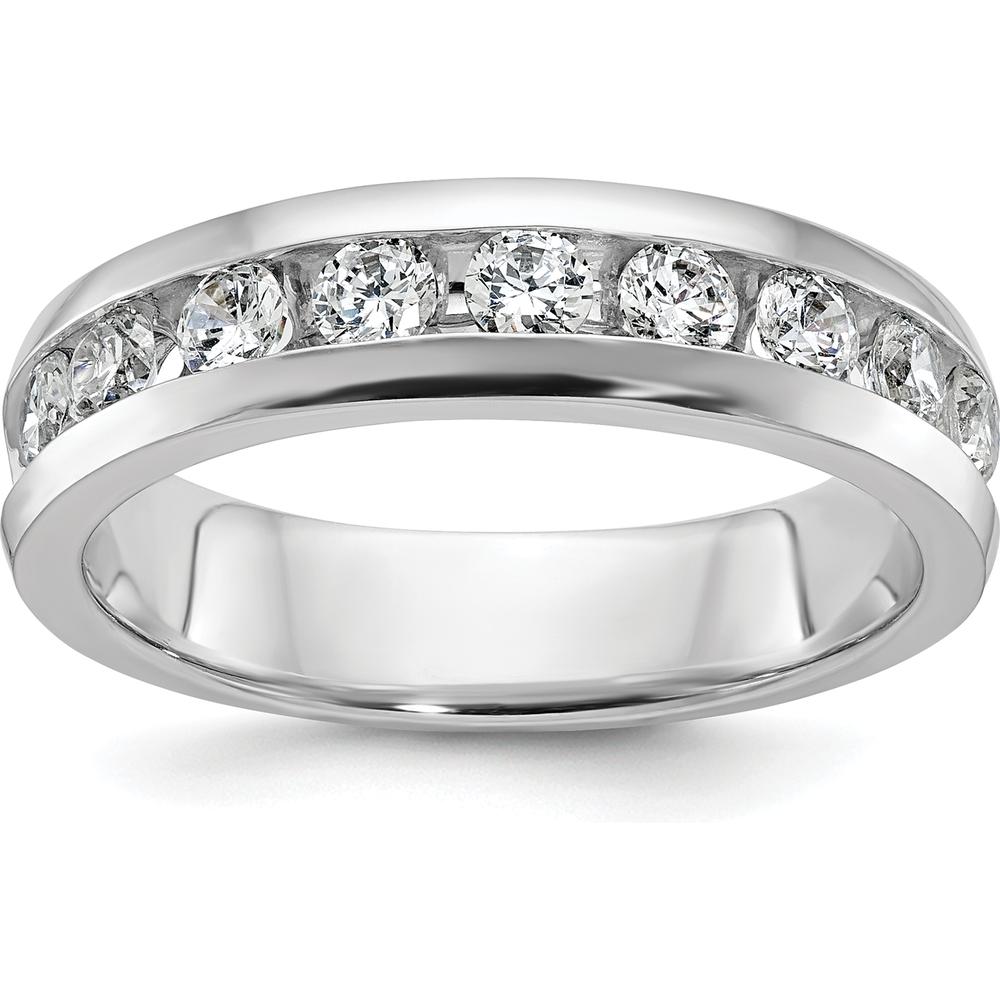 14K White Gold Polished Nine Stone Men's Ring Mounting - 5.75mm Band Width by Oro Pregiato