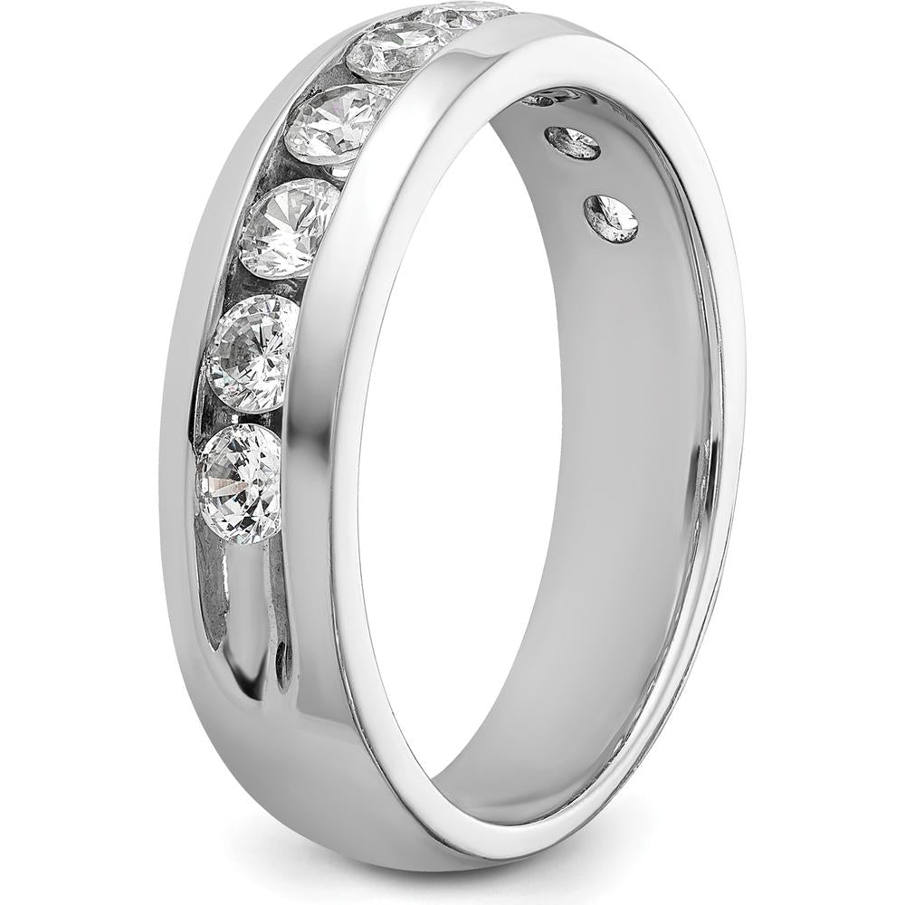 14K White Gold Polished Nine Stone Men's Ring Mounting - 5.75mm Band Width by Oro Pregiato