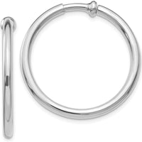 14K White Gold Polished Non-Pierced Hoop Earrings - 25mm Length by Oro Pregiato