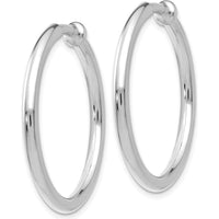 14K White Gold Polished Non-Pierced Hoop Earrings - 25mm Length by Oro Pregiato