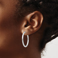 14K White Gold Polished Non-Pierced Hoop Earrings - 25mm Length by Oro Pregiato