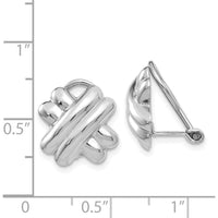 14K White Gold Polished Non-Pierced X Omega Back Button Earrings by 0