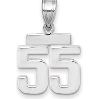 14K White Gold Polished Number 55 Charm with Rhodium Plating by Oro Pregiato