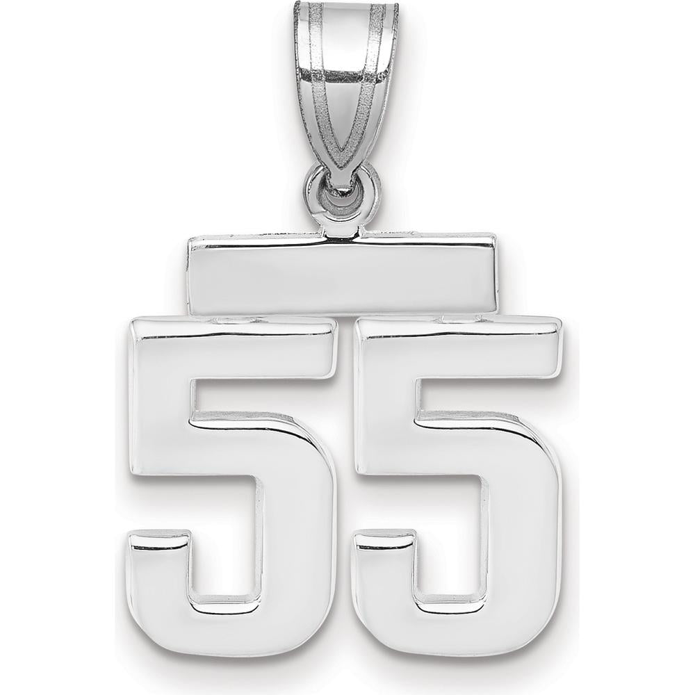14K White Gold Polished Number 55 Charm with Rhodium Plating by Oro Pregiato