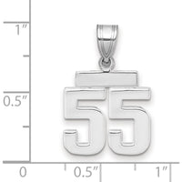 14K White Gold Polished Number 55 Charm with Rhodium Plating by Oro Pregiato
