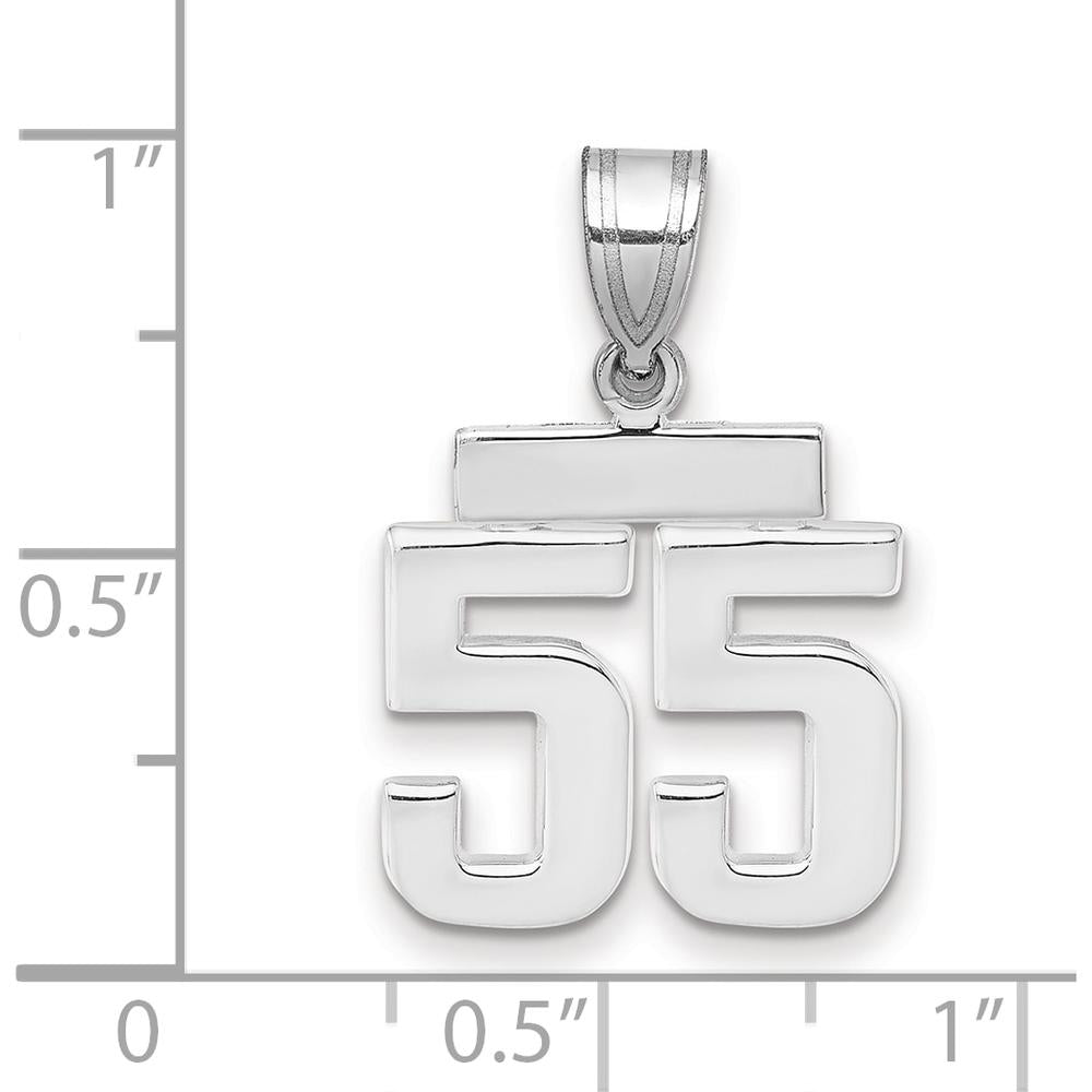 14K White Gold Polished Number 55 Charm with Rhodium Plating by Oro Pregiato