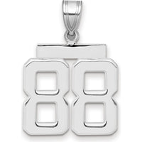 14K White Gold Polished Number 88 Charm with Rhodium Plating - Medium Size by Oro Pregiato