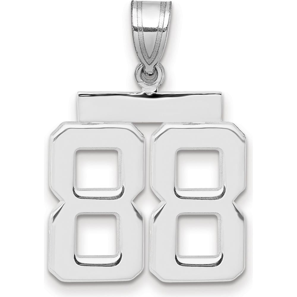 14K White Gold Polished Number 88 Charm with Rhodium Plating - Medium Size by Oro Pregiato