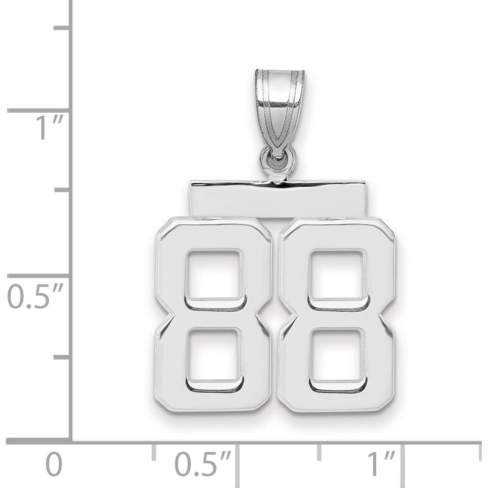 14K White Gold Polished Number 88 Charm with Rhodium Plating - Medium Size by Oro Pregiato