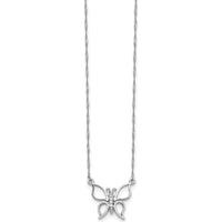 14K White Gold Polished Open Butterfly Pendant Necklace on 17" Singapore Chain by 0