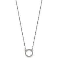 14K White Gold Polished Open Circle Necklace with 1/15 Carat Round Diamonds - 18" Cable Chain by Oro Pregiato