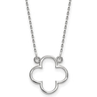 14K White Gold Polished Open Quatrefoil Pendant Necklace with Rhodium Plating by Oro Pregiato