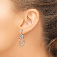 14K White Gold Polished Oval Dangle Post Earrings - Elegant & Timeless Drop Design by 0
