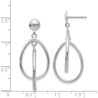 14K White Gold Polished Oval Dangle Post Earrings - Elegant & Timeless Drop Design by 0