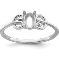 14K White Gold Polished Oval Gemstone Ring Mounting - 6x4 Setting by Monteluci Fine Jewelry