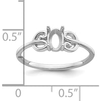 14K White Gold Polished Oval Gemstone Ring Mounting - 6x4 Setting by Monteluci Fine Jewelry